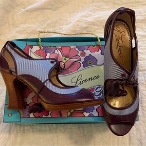 Poetic License Women's Purple Peep-Toe Lace-Up Heels SZ 8